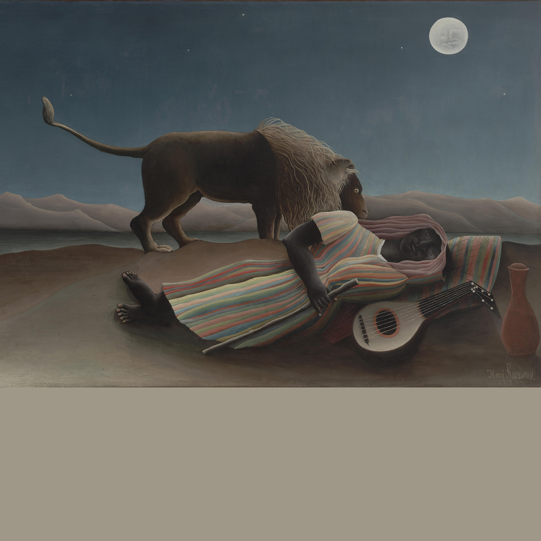 The Sleeping Gypsy (La Bohémienne endormie) (1897) by H Rousseau